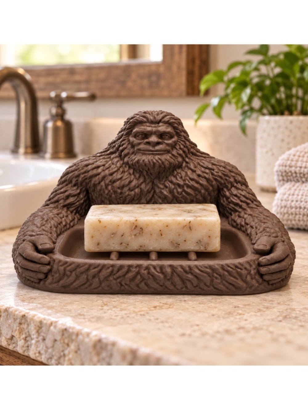 Bigfoot Soap Dish β Rustic Sasquatch Bathroom Decor